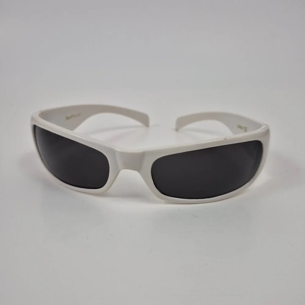 Locs 9005 White Wrap Sunglasses Dark Lens Old English Logo Men's Shades
